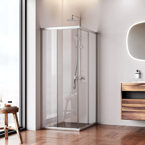 Душевой уголок AM.PM Sunny W87G-403-10080-MT 100x80 серебро, стекло прозрачное Душевой уголок AM.PM Sunny W87G-403-10080-MT 100x80 серебро, стекло прозрачное
