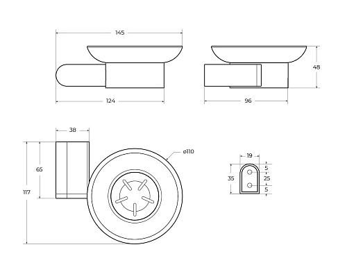 Мыльница CEZARES STYLUS-SODS-NOP черный матовый Мыльница CEZARES STYLUS-SODS-NOP черный матовый