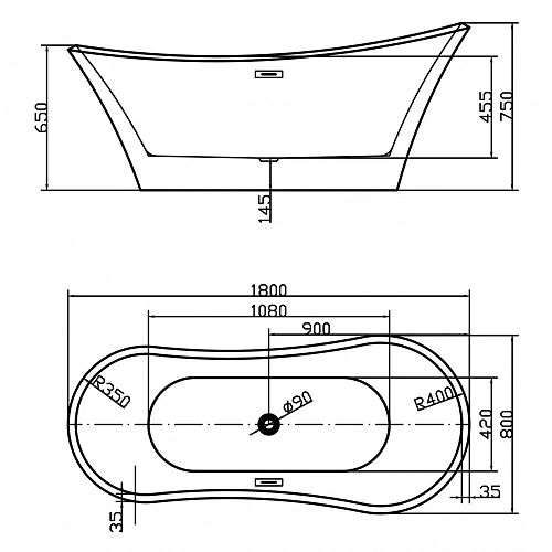 Ванна отдельностоящая Swedbe Vita 8834 1800мм Ванна отдельностоящая Swedbe Vita 8834 1800мм