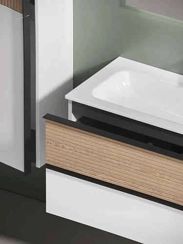 Тумба под раковину Sancos Delta DL100RW 995х445х500 правая, дуб светлый/белый, подвесная Тумба под раковину Sancos Delta DL100RW 995х445х500 правая, дуб светлый/белый, подвесная