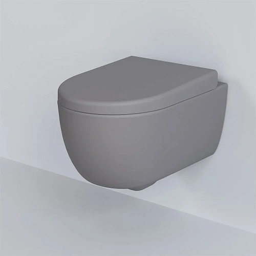 Унитаз подвесной Abner 103T20301R (545x360x330) матовый серый безободковый с толстой крышкой 103T20301R-102T20301 Унитаз подвесной Abner 103T20301R (545x360x330) матовый серый безободковый с толстой крышкой 103T20301R-102T20301