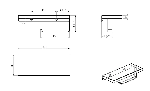 Держатель туалетной бумаги Wonzon & Woghand с полкой, черный матовый (WW-V2801-MB) Держатель туалетной бумаги Wonzon & Woghand с полкой, черный матовый (WW-V2801-MB)