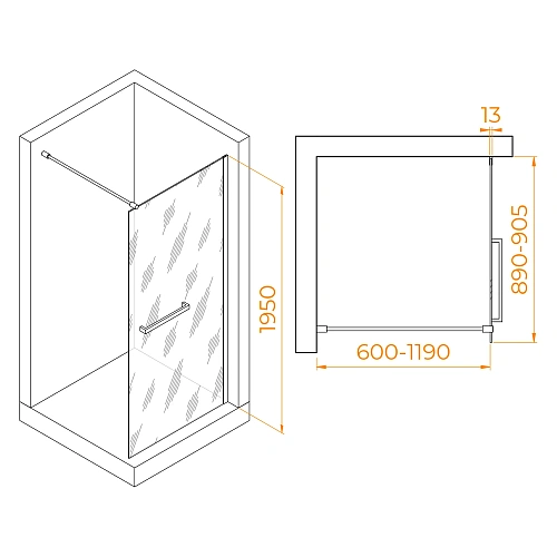 Душевая перегородка RGW Walk In WA-041B 900 мм 35104009-14 черный, Easy Clean Душевая перегородка RGW Walk In WA-041B 900 мм 35104009-14 черный, Easy Clean