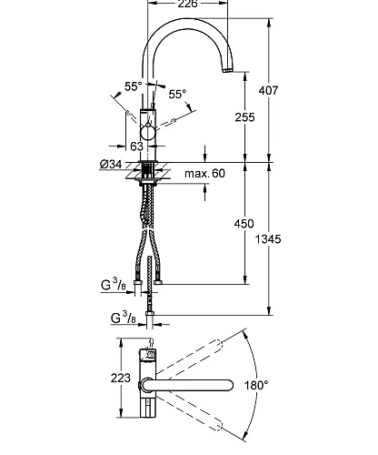 Смеситель для кухни GROHE Red без бойлера, C-излив, хром (30033000) Смеситель для кухни GROHE Red без бойлера, C-излив, хром (30033000)