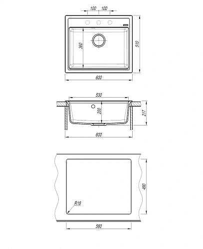 Кухонная мойка ABBER Quarz AQ2902B черная Кухонная мойка ABBER Quarz AQ2902B черная