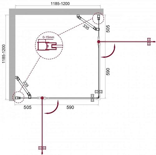 Душевой уголок BelBagno ETNA-A-22-120-C-Cr 120x120 см, профиль хром, стекло прозрачное Душевой уголок BelBagno ETNA-A-22-120-C-Cr 120x120 см, профиль хром, стекло прозрачное