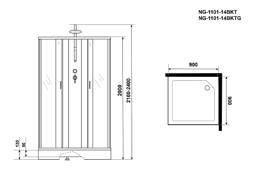 Душевая кабина Niagara Classic NG-1101-14BKTG (900х900х2100) низкий поддон (13см) стекло матовое с полкой 11011423BKTG Душевая кабина Niagara Classic NG-1101-14BKTG (900х900х2100) низкий поддон (13см) стекло матовое с полкой 11011423BKTG