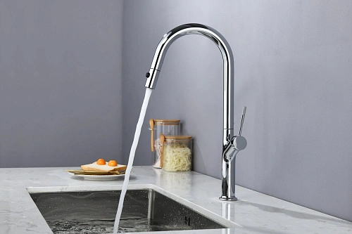 Смеситель для кухни AQUAme Cucina AQM9905CR с выдвижным изливом, с подключением к фильтру с питьевой водой, хром Смеситель для кухни AQUAme Cucina AQM9905CR с выдвижным изливом, с подключением к фильтру с питьевой водой, хром