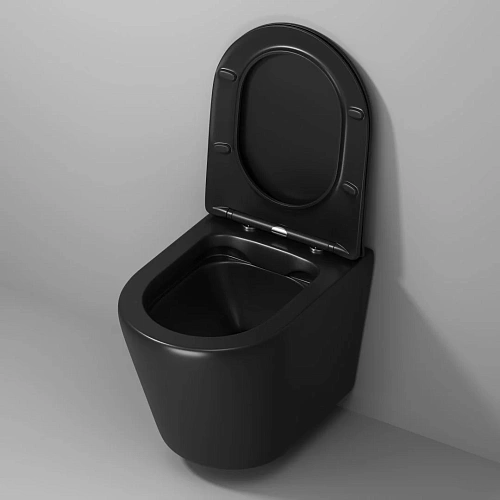 Унитаз подвесной GROSSMAN GR-4478BMS Fly 520x360x350 черный матовый безободковый с тонкой крышкой Унитаз подвесной GROSSMAN GR-4478BMS Fly 520x360x350 черный матовый безободковый с тонкой крышкой