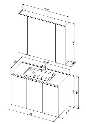 Комплект мебели Aquanet Алвита New 100 3 дверцы, дуб веллингтон белый 00274533 Комплект мебели Aquanet Алвита New 100 3 дверцы, дуб веллингтон белый 00274533