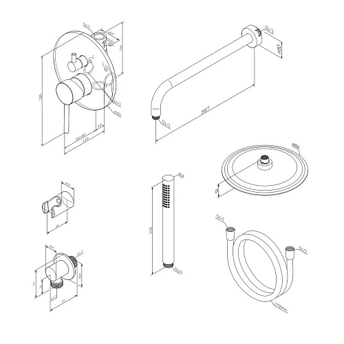 Душевая система Damixa Scandinavian Pure 936520300 встраиваемая, черный Душевая система Damixa Scandinavian Pure 936520300 встраиваемая, черный