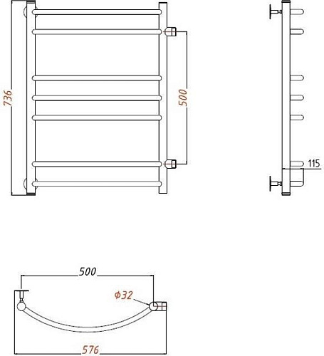 Полотенцесушитель водяной Aquanet Romeo(г2) 800x500 (боковое подключение) 00234480 Полотенцесушитель водяной Aquanet Romeo(г2) 800x500 (боковое подключение) 00234480