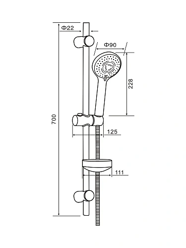 Душевой гарнитур Agger Wave A032 хром Душевой гарнитур Agger Wave A032 хром
