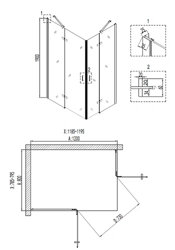 Душевой уголок Niagara Nova NG-6817-08 BLACK (120x80x190) прямоугольная, двери распашные, 68170811BLACK Душевой уголок Niagara Nova NG-6817-08 BLACK (120x80x190) прямоугольная, двери распашные, 68170811BLACK