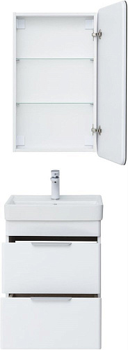 Тумба под раковину Aquanet Ирис new 50 белый глянец (2 ящика) 00310143 Тумба под раковину Aquanet Ирис new 50 белый глянец (2 ящика) 00310143