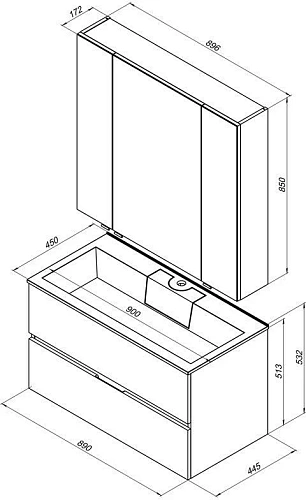 Комплект мебели Aquanet Алвита 90 белый 00237349 Комплект мебели Aquanet Алвита 90 белый 00237349