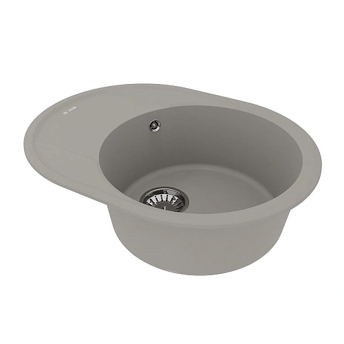 Кухонная мойка Lemark LACHA 620 врезная овальная из кварцгранита, с крылом, грей 9910051 Кухонная мойка Lemark LACHA 620 врезная овальная из кварцгранита, с крылом, грей 9910051