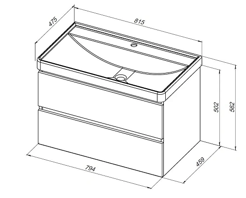 Тумба под раковину Aquanet Вега 80 (2 ящика) 00308334 Тумба под раковину Aquanet Вега 80 (2 ящика) 00308334
