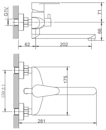 Смеситель для ванны Haiba HB60801-2, сталь Смеситель для ванны Haiba HB60801-2, сталь
