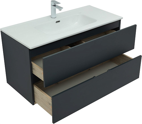 Тумба под раковину Aquanet Алвита New 100 2 ящика, антрацит 00277519 Тумба под раковину Aquanet Алвита New 100 2 ящика, антрацит 00277519