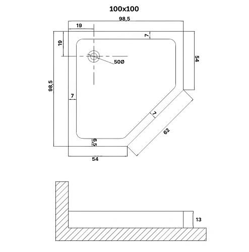 Душевой поддон Niagara Eco NG-P1010-14D (100x100x13) пластик, трапеция, цвет белый Душевой поддон Niagara Eco NG-P1010-14D (100x100x13) пластик, трапеция, цвет белый