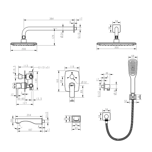 Душевая система Lemark Ursus LM7222BL встраиваемая, черный Душевая система Lemark Ursus LM7222BL встраиваемая, черный