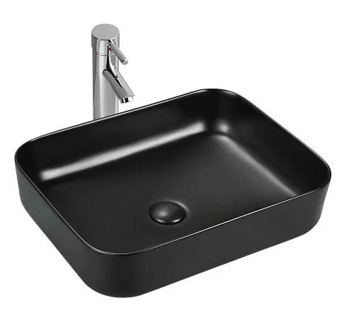 Раковина Sintesi SIN-LVB-APP-409BM_SIN-VF-40BM накладная черная матовая+выпуск клик-клак, черный матовый Раковина Sintesi SIN-LVB-APP-409BM_SIN-VF-40BM накладная черная матовая+выпуск клик-клак, черный матовый