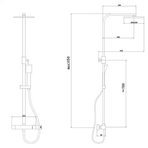 Душевая система ABBER Daheim AF8260BL с термостатом без излива, черная матовая Душевая система ABBER Daheim AF8260BL с термостатом без излива, черная матовая