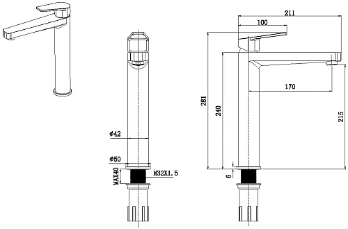 Смеситель для раковины Allen Brau Eclipse 5.E1002-31 (с донным клапаном) черный матовый Смеситель для раковины Allen Brau Eclipse 5.E1002-31 (с донным клапаном) черный матовый