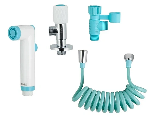 Гигиеническая лейка Kaiser SH-353, с клапаном, шланг ПВХ пружина до 2м синий Гигиеническая лейка Kaiser SH-353, с клапаном, шланг ПВХ пружина до 2м синий