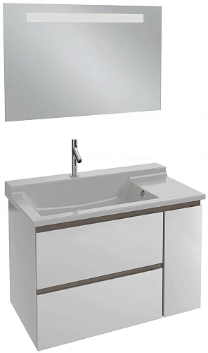 Комплект мебели 100 см Jacob Delafon Parallel , белый блестящий/матовый базальт, подвесной монтаж, с EB1416-NF+EXK112-00+EB1334-N08-N18 Комплект мебели 100 см Jacob Delafon Parallel , белый блестящий/матовый базальт, подвесной монтаж, с EB1416-NF+EXK112-00+EB1334-N08-N18