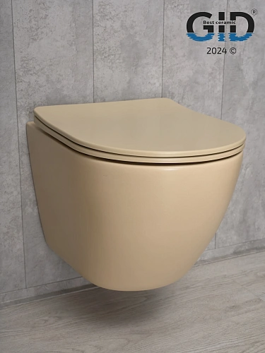 Унитаз подвесной Gid Sr2198 62210Y светло-коричневый матовый 49x36x35.5 с крышкой микролифт Унитаз подвесной Gid Sr2198 62210Y светло-коричневый матовый 49x36x35.5 с крышкой микролифт