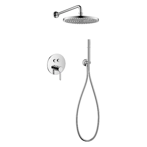 Душевая система CEZARES ECO-DSET-01 встраиваемая, верхний душ диаметр 25 см, ручной душ со шлангом, штуцером и держателем, хром Душевая система CEZARES ECO-DSET-01 встраиваемая, верхний душ диаметр 25 см, ручной душ со шлангом, штуцером и держателем, хром