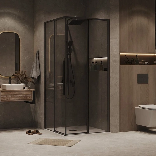 Душевая дверь GROSSMAN 1/2.К33.01.10.21.10 Galaxy (100x195) черный матовый, стекло тонированное Душевая дверь GROSSMAN 1/2.К33.01.10.21.10 Galaxy (100x195) черный матовый, стекло тонированное