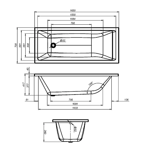 Акриловая ванна AM.PM Gem W93A-165-070W-A 165х70 см Акриловая ванна AM.PM Gem W93A-165-070W-A 165х70 см