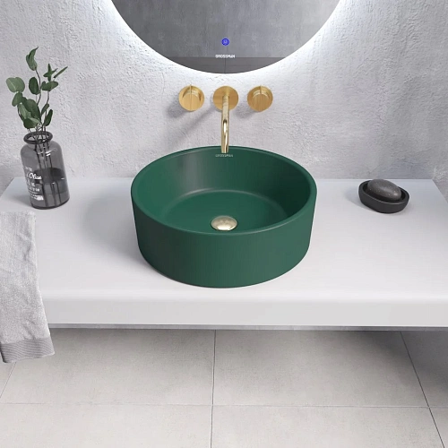 Раковина GROSSMAN Color GR-3013OLM (400x400x150) зеленая матовая Раковина GROSSMAN Color GR-3013OLM (400x400x150) зеленая матовая