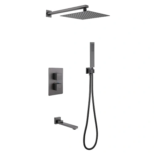 Душевая система ABBER Daheim AF8250NG скрытого монтажа с изливом, термостат, никель Душевая система ABBER Daheim AF8250NG скрытого монтажа с изливом, термостат, никель