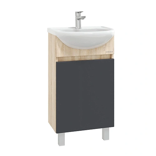 Тумба под раковину Onika Милтон 45 см 104512 напольная, серая/дуб сонома (дляУют 45) Тумба под раковину Onika Милтон 45 см 104512 напольная, серая/дуб сонома (дляУют 45)
