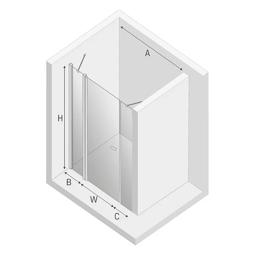 Душевая дверь NEW TRENDY NEW SOLEO PLUS 150x195 D-0175A хром Душевая дверь NEW TRENDY NEW SOLEO PLUS 150x195 D-0175A хром