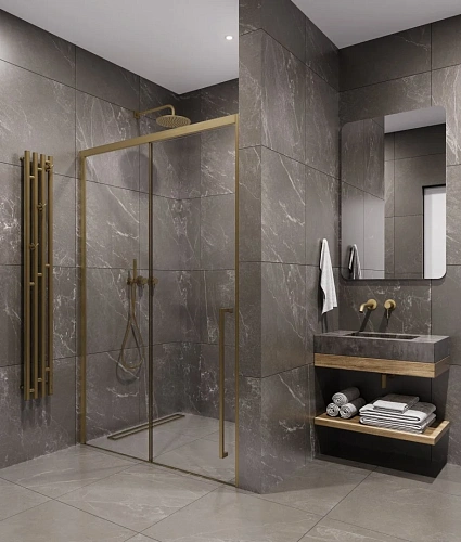 Душевой уголок Timo (T52R+T63) TDSS-120/17C-8R, раздвижная дверь 1200x2000, профиль золото матовое, торцевое стекло TSS-1000/17C-8 1000x2000 Душевой уголок Timo (T52R+T63) TDSS-120/17C-8R, раздвижная дверь 1200x2000, профиль золото матовое, торцевое стекло TSS-1000/17C-8 1000x2000