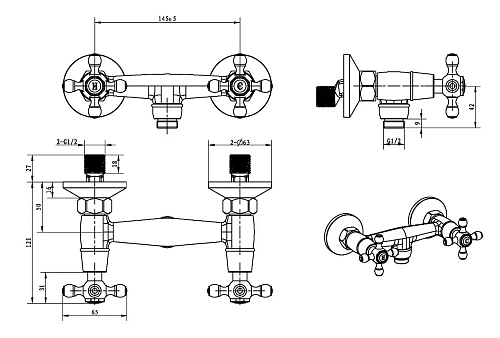Смеситель для душа Boheme CRYSTAL хром (двуручковый) 274-CRST Смеситель для душа Boheme CRYSTAL хром (двуручковый) 274-CRST