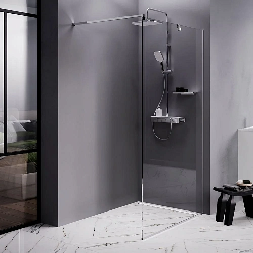 Душевая перегородка AM.PM Func W84WI-110-F1-MTE 110x200, стекло прозрачное 8 мм с покрытием, профиль хром матовый Душевая перегородка AM.PM Func W84WI-110-F1-MTE 110x200, стекло прозрачное 8 мм с покрытием, профиль хром матовый