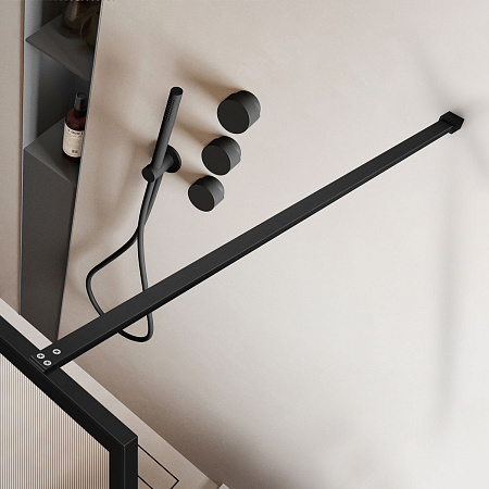 Душевая перегородка Vincea Walk-In VSW-1HP120FLB 1200x2000 черный стекло рифленое