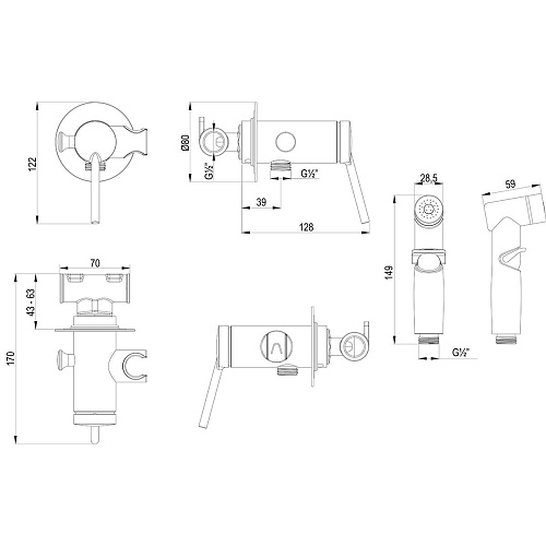 Гигиенический душ Lemark Minima LM3819C, встраиваемый, хром Гигиенический душ Lemark Minima LM3819C, встраиваемый, хром