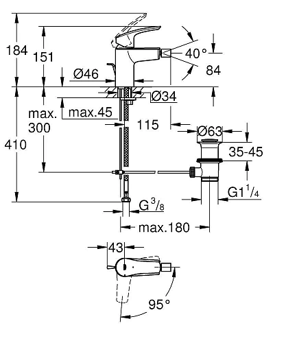 Смеситель для биде GROHE Eurosmart S-Size (32928003) Смеситель для биде GROHE Eurosmart S-Size (32928003)