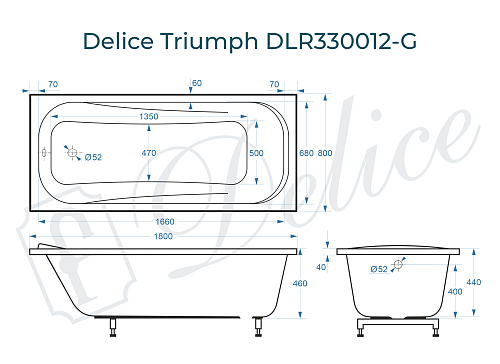 Ванна из искусственного камня Delice Triumph 180х80 DLR330012-G глянцевая Ванна из искусственного камня Delice Triumph 180х80 DLR330012-G глянцевая