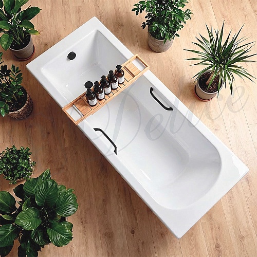 Ванна из искусственного камня Delice Scandi 175х70 DLR330028RB-G с черными ручками, глянцевая Ванна из искусственного камня Delice Scandi 175х70 DLR330028RB-G с черными ручками, глянцевая
