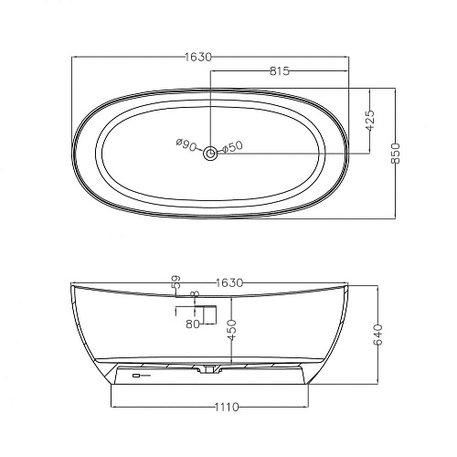 Ванна отдельностоящая ABBER AS9615-1.6 163x85 универсальная, белая матовая, искусственный камень Ванна отдельностоящая ABBER AS9615-1.6 163x85 универсальная, белая матовая, искусственный камень