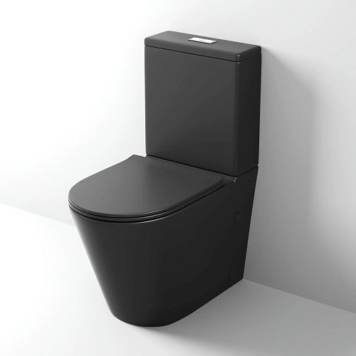 Унитаз напольный GROSSMAN GR-4458BMS 640x360x835 черный матовый безободковый с тонкой крышкой Унитаз напольный GROSSMAN GR-4458BMS 640x360x835 черный матовый безободковый с тонкой крышкой