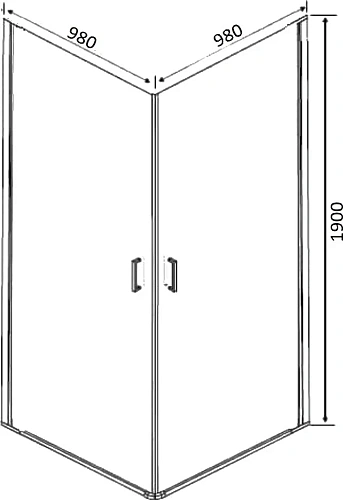 Душевой уголок DIWO Кострома 100х100 профиль хром матовый 557118 Душевой уголок DIWO Кострома 100х100 профиль хром матовый 557118